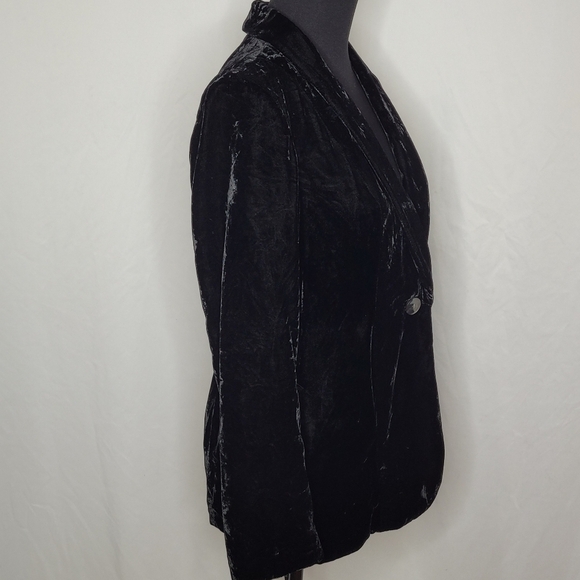 J. Jill Silk Blend One Button Fully Lined Black Velvet Blazer - Size XS - Picture 4 of 11